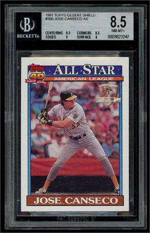 1991 Topps Desert Shield #390 Jose Canseco All-Star BGS 8.5 NMMT+