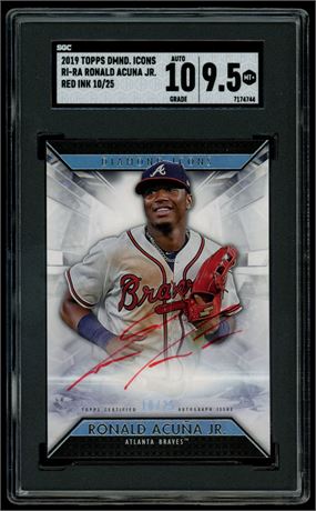 2019 Topps Diamond Icons Ronald Acuna Jr Red ink 10/25 SGC 9.5 Auto 10