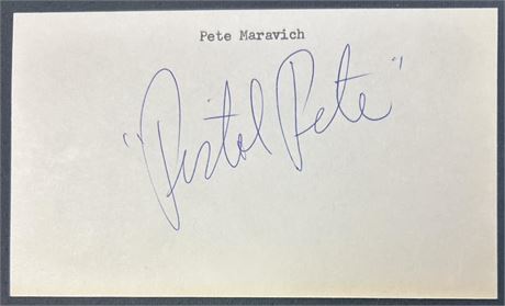 "Pistol" Pete Maravich Signed Index Card Autograph Grade 8 (JSA) RARE! (read)