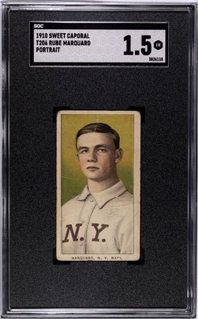 1910 T206 Sweet Caporal Rube Marquard SGC 1.5 FAIR