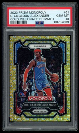 2019 Prizm Monopoly #61 Shai Gilgeous-Alexander Gold Millionaire Shimmer PSA 10