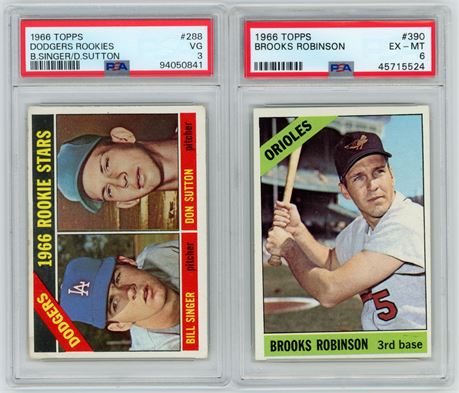 1966 Topps Brooks Robinson/Sutton RC PSA VG to EXMT Graded Lot (2)
