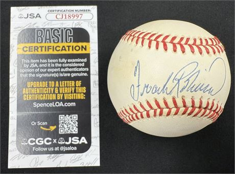 Frank Robinson Signed Official Major League Baseball JSA Some Toning