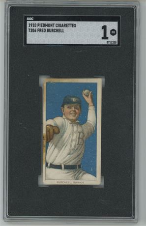 1909-11 T206 Piedmont Fred Burchell SGC 1 POOR