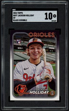 2024 Topps #697 Jackson Holliday SP RC Black Scribble SGC 10