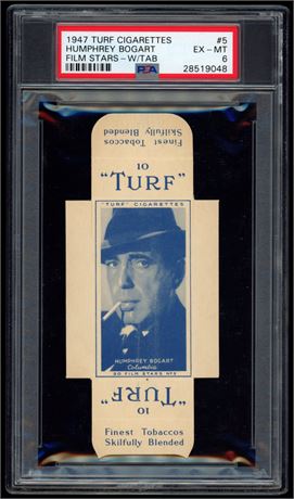 1947 Turf Cigarettes Humphrey Bogart Film Stars w/ Tab PSA 6