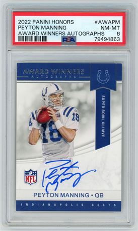 2022 Panini Honors Peyton Manning Award Winners Autographs PSA 8 NMMT