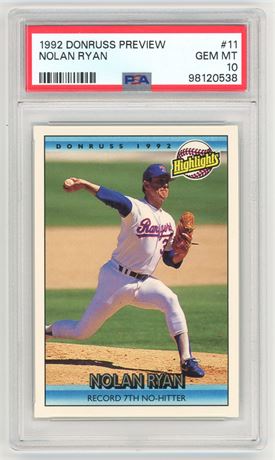 1992 Donruss Preview #11 Nolan Ryan PSA 10 GEM MINT Pop 12