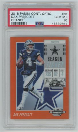 2018 Contenders Optic Dak Prescott Orange /49 PSA 10 GEM MINT