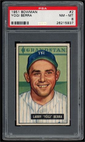 1951 Bowman #2 Yogi Berra PSA 8 NMMT Pop Only 17 Higher