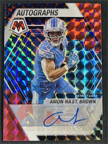 2023 Panini Mosaic 58/99 Amon-Ra St Brown Mosaic Red Autograph