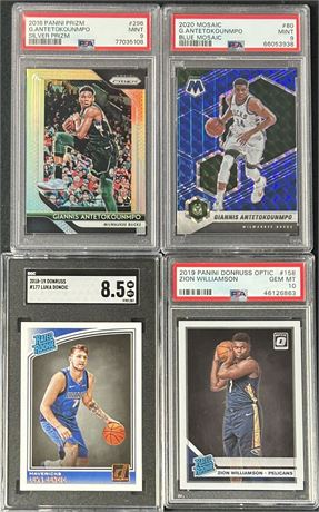 2018-2020 NBA Graded Lot (4) w/ Luka RC, Zion, Giannis