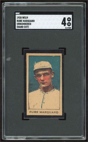 1920 W519 Unnumbered Strip Card Rube Marquard Hand Cut HOF SGC 4 VGEX