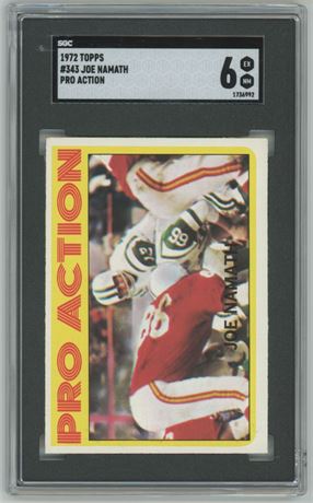 1972 Topps #343 Joe Namath Pro Action High # SGC 6 EXMT