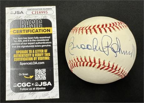 Brooks Robinson Signed Official Major League Baseball JSA Some Toning