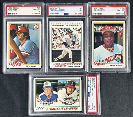 1978 Topps PSA NM to NMMT Star Lot (4) w/ Ryan, Rose & Jackson