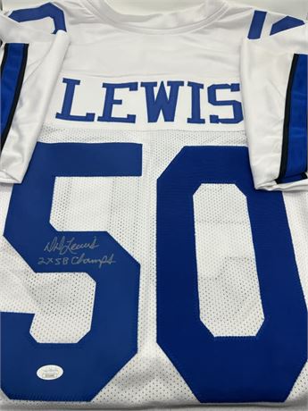 DD Lewis Autographed Pro Style White Football Jersey (PSA) XL