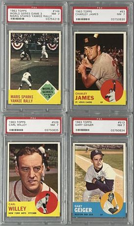 1963 Topps PSA 7 Graded Lot (4) w/ Maris & High #