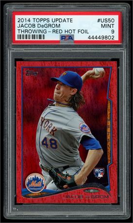 2014 Topps Update Jacob DeGrom RC Throwing Red Hot Foil PSA 9 MINT