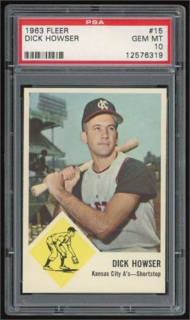 1963 Fleer #15 Dick Howser PSA 10 GEM MINT POP 6