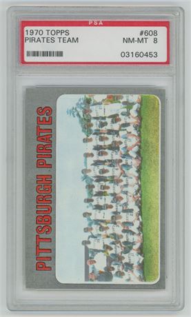 1970 Topps #608 Pirates Team Roberto Clemente PSA 8 NMMT