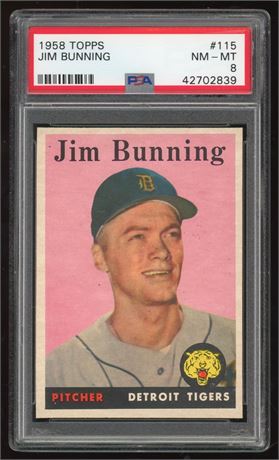 1958 Topps #115 Jim Bunning PSA 8 NMMT