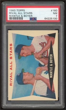 1960 Topps #160 Rival All Stars Mantel & Boyer PSA 7 NM