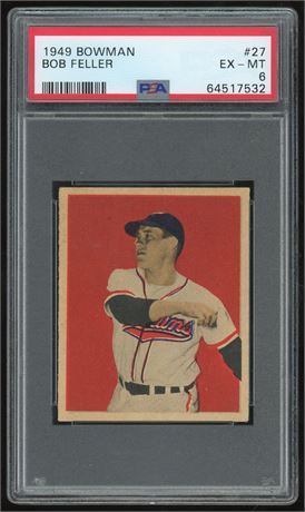 1949 Bowman #27 Bob Feller PSA 6 EXMT CENTERED BEAUTY!