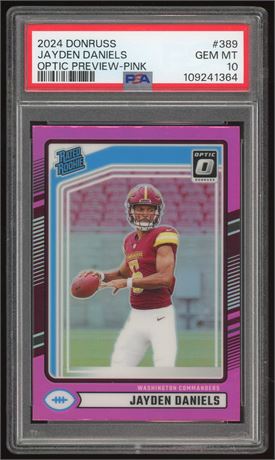 2024 Donruss Optic Preview Pink #389 Jayden Daniels Rated Rookie PSA 10 GEM MINT