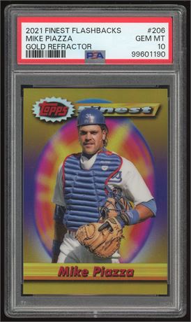 2021 Finest Flashbacks #206 Mike Piazza Gold Refractor 31/50 PSA 10 GEM MINT