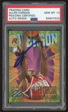 1996 Skybox Z-Force Allen Iverson Auto PSA Auto 10