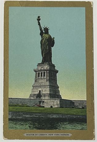 1908 Ullman's Gold Border Postcard Statue of Liberty GOOD (READ)