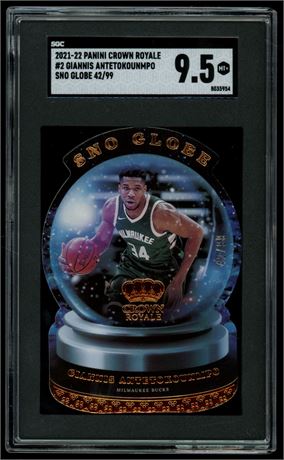2021 Panini Crown Royale #2 Giannis Antetokounmpo Sno Globe 42/99 SGC 9.5 MINT+