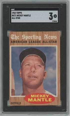 1962 Topps #471 Mickey Mantle All-Star SGC 3 VG