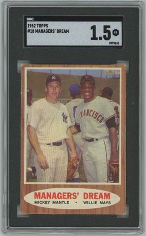 1962 Topps #18 Manager's Dream Mickey Mantle / Willie Mays SGC 1.5 FAIR