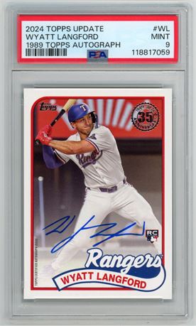 2024 Topps Update Wyatt Langford RC 1989 Topps Autograph PSA 9 MINT