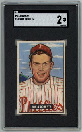 1951 Bowman #3 Robin Roberts SGC 2 GOOD