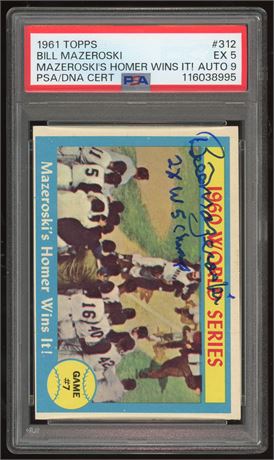 1961 Topps #312 Bill Mazeroski Auto PSA 5 Auto 9