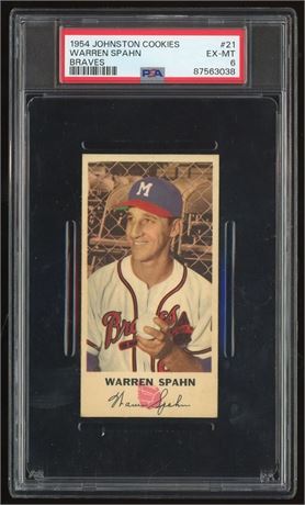 1954 Johnston Cookies #21 Warren Spahn Braves PSA 6 EXMT