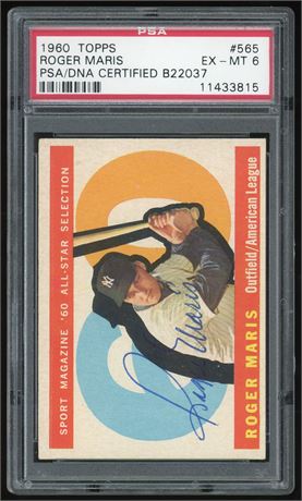 1960 Topps #565 Roger Maris Hi# All-Star PSA 6 Auto Authentic