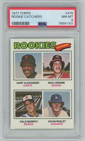 1977 Topps #476 Rookie Catchers Dale Murphy RC PSA 8 NMMT