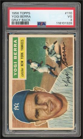 1956 Topps #110 Yogi Berra Gray Back PSA 3 VG