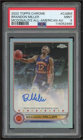 2022 Topps Chrome Brandon Miller McDonald's All-American Auto PSA 9 MINT