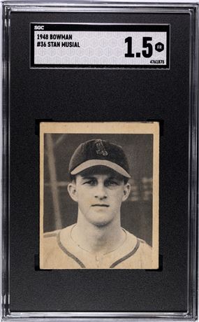 1948 Bowman #36 Stan Musial RC SGC 1.5 FAIR