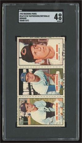 1963 Bazooka Panel Yastrzemski/Drysdale/Romano Hand Cut SGC 4 VGEX RARE
