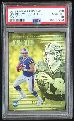 2018 Panini Illusions #19 Gold Jim Kelly / Josh Allen RC 125/499 PSA 10 GEM MINT