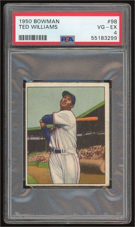1950 Bowman #98 Ted Williams PSA 4 VGEX
