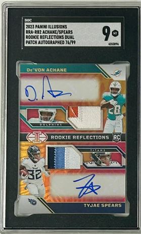2023 Panini Illusions Achane & Spears RC Reflections Dual Patch 76/99 Auto