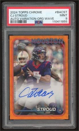 2024 Topps Chrome CJ Stroud Orange Wave 10/25 PSA 9 MINT On Card Auto