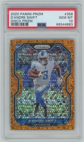 2020 Panini Prizm #358 D'Andre Swift Disco Prizm RC PSA 10 GEM MINT